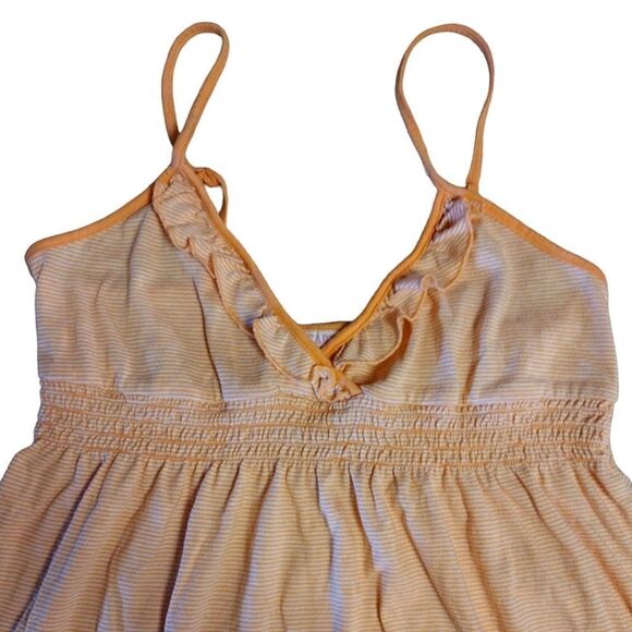 PINK VS VTG 90s Tangerine Striped Embroidery Dog Babydoll Dress Medium - Picture 5 of 15